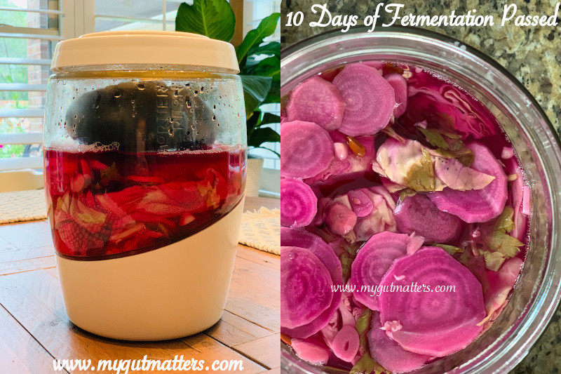 Fermented cabbage and beet kvass